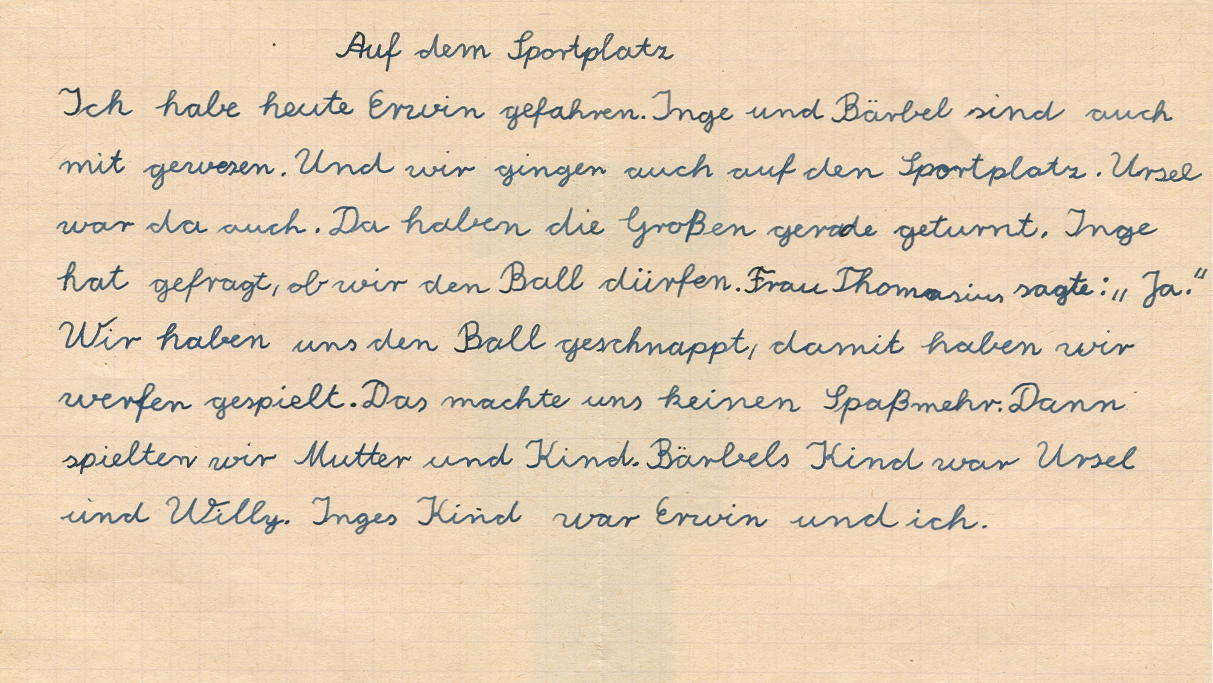 Eingescannt: Ein Schulaufsatz aus dem Jahre 1954 aus Angerstein.